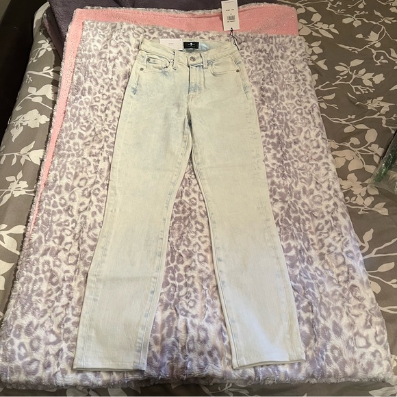 Womens 7 For All Mankind Light Wash High Waist Ankle Skinny Jean Size 24 - Picture 6 of 7